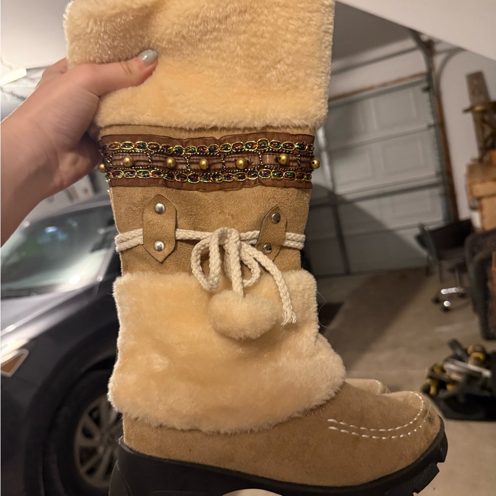 Cozy Tan and Cream Winter Boots